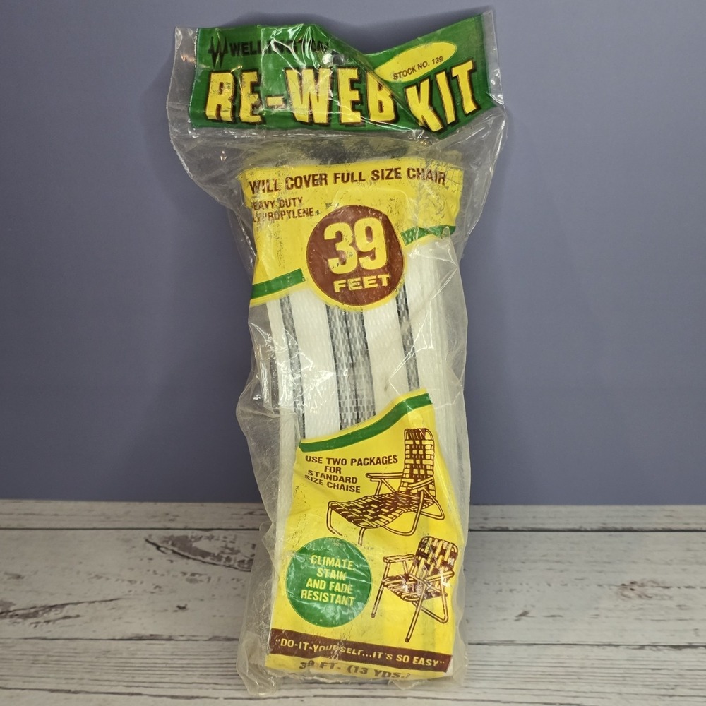 Vintage Re-Web Kit Lawn Chair Webbing 39 Feet Covers Full Size Chair - Picture 1 of 6